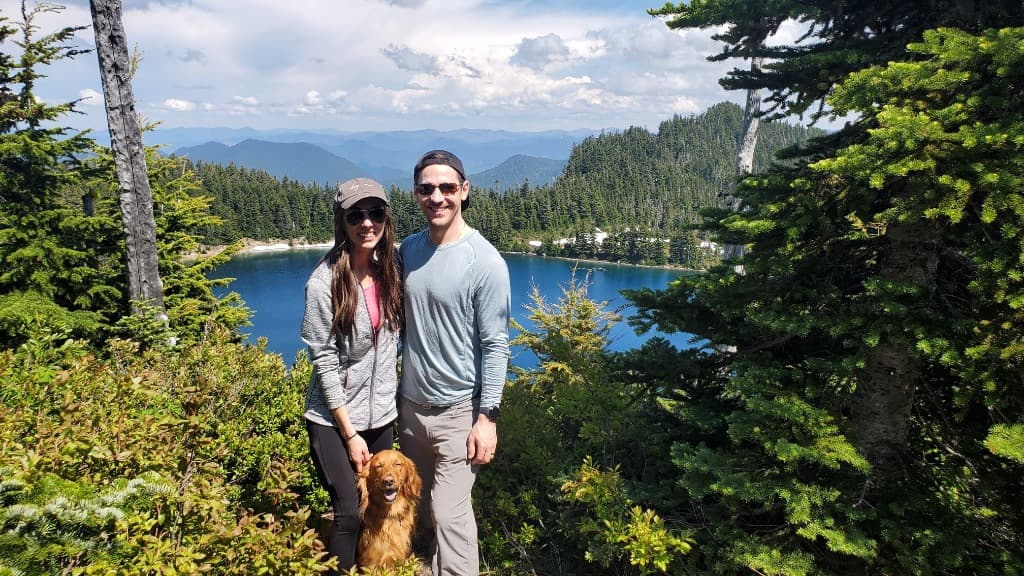 Sean and his dog hiking